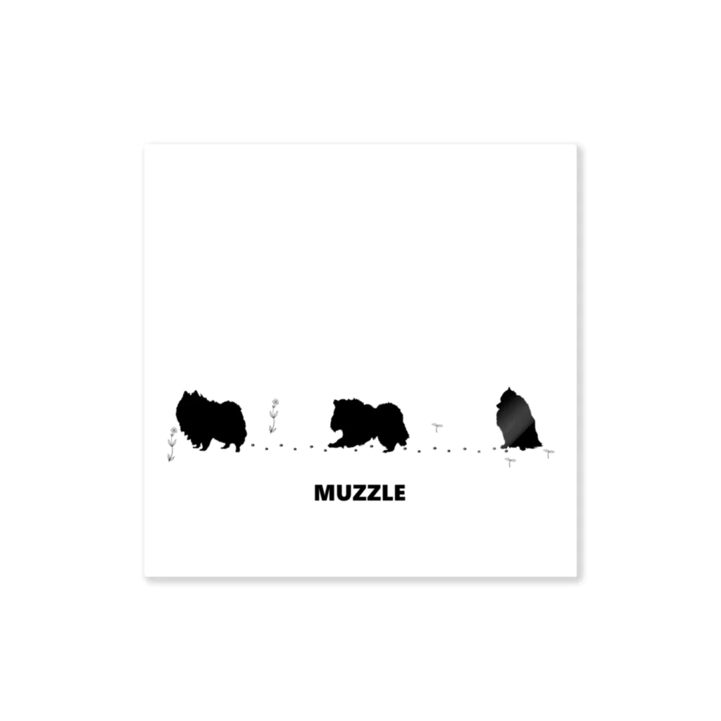 -White dog muzzle's shop-のWhite dog Silhouette collection ステッカー