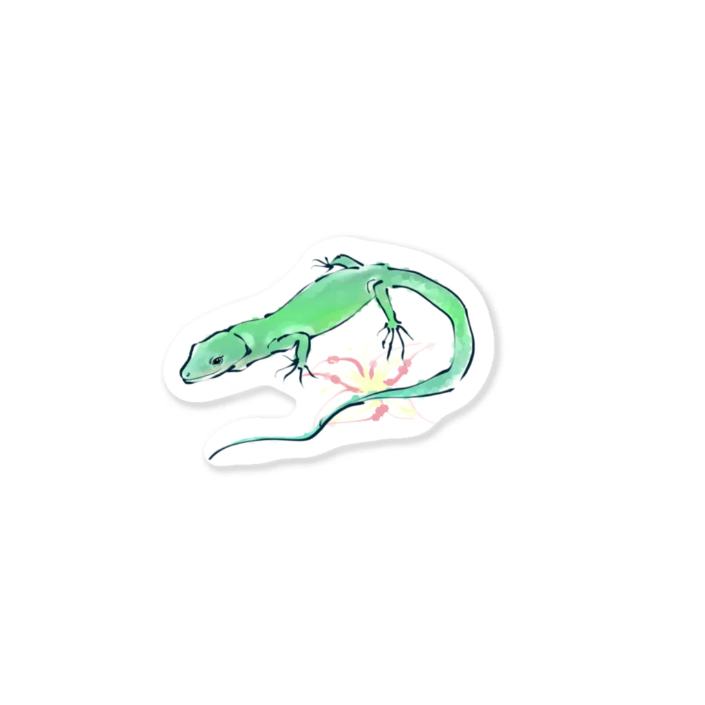 Sumireptiles🐍__爬虫類・生き物グッズのミドリガストロカナヘビ　ver.2 ステッカー