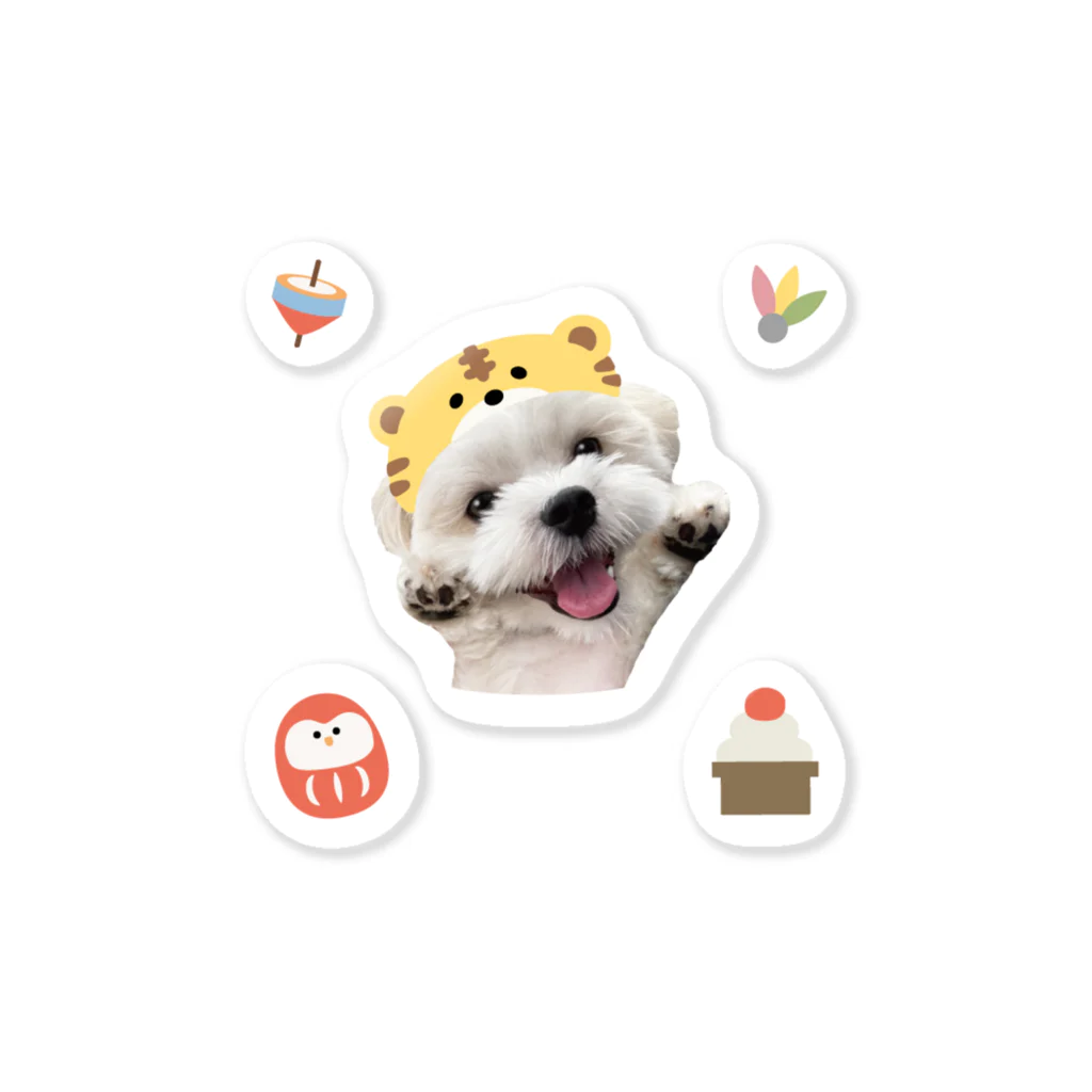 こめ shopのトラこめちゃんのお正月ステッカー Sticker