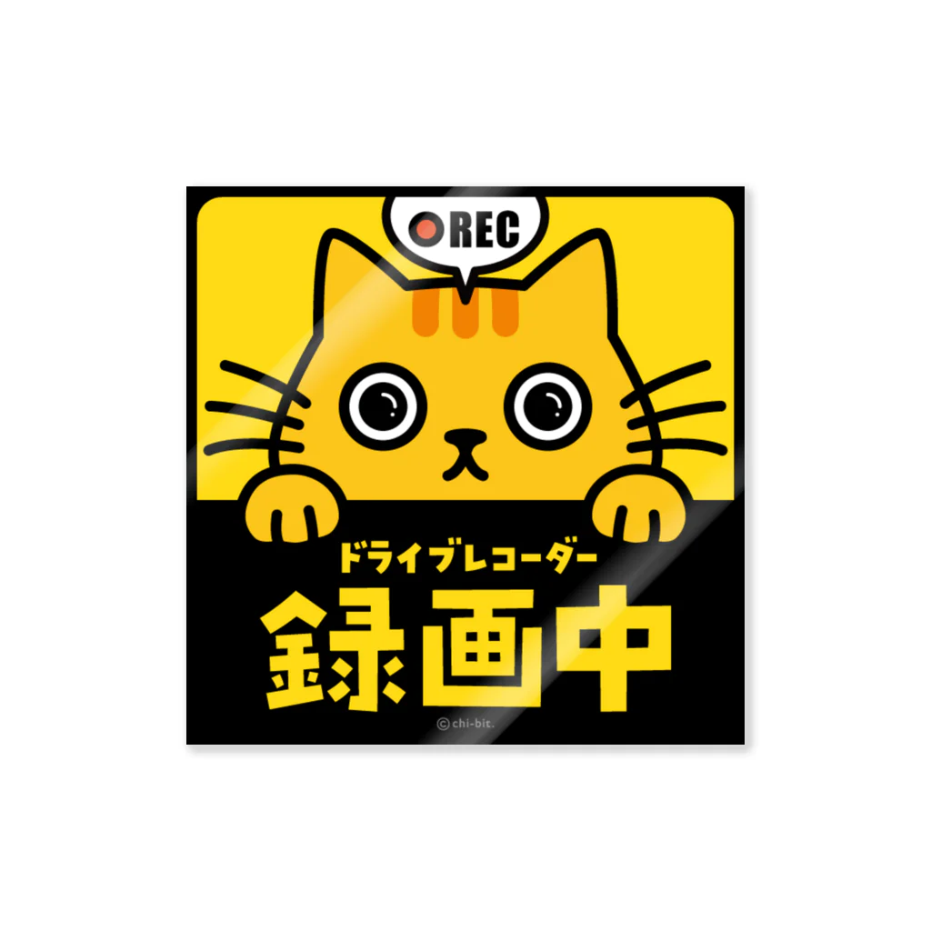 chi-bitのじーっとみる猫 [REC]・ドライブレコーダー録画中！（茶トラ） ステッカー