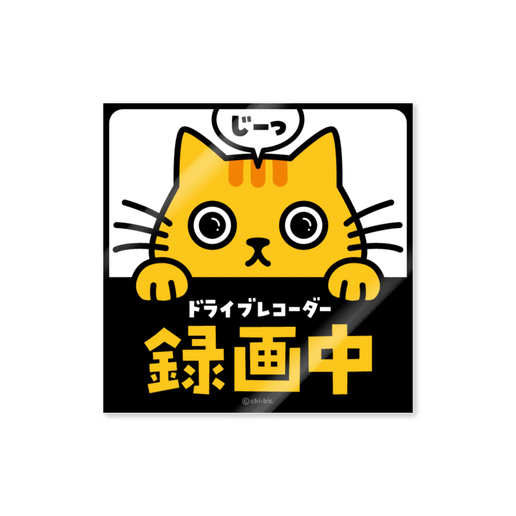 chi-bitのじーっとみる猫・ドライブレコーダー録画中！（茶トラ） ステッカー