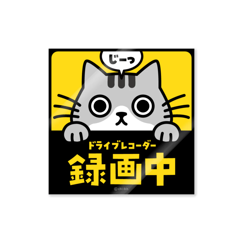 chi-bitのじーっとみる猫・ドライブレコーダー録画中！（サバシロ） Sticker