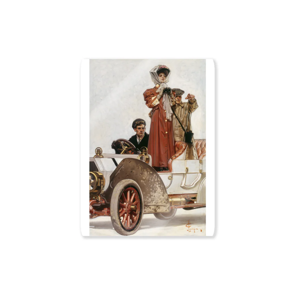 世界の絵画アートグッズのJ・C・ライエンデッカー《貴婦人と自動車》 Sticker