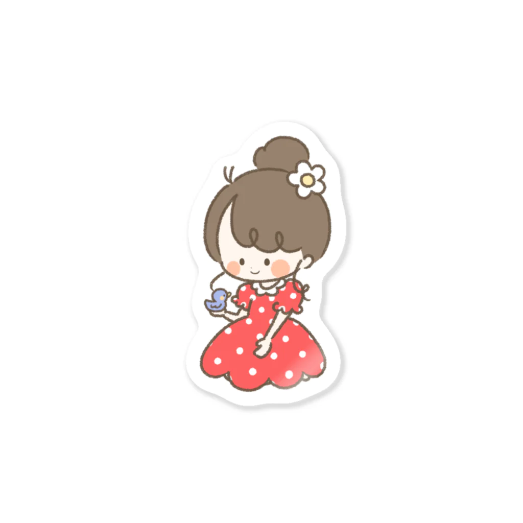 *hanami*のおだんごの女の子と小鳥。 Sticker