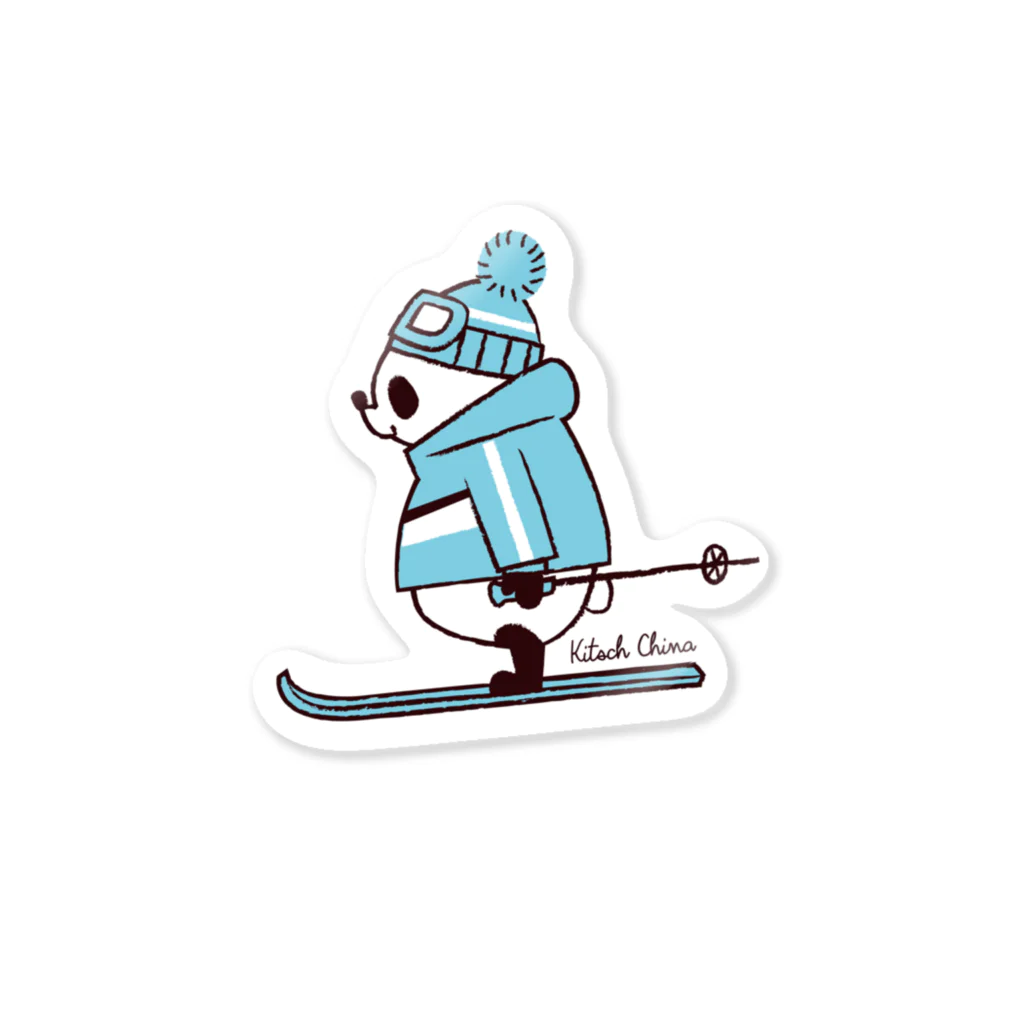 キッチュのスポーツパンダ　スキー Sticker
