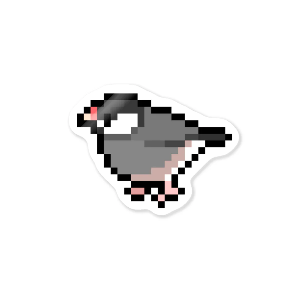 たかはらのドット絵桜文鳥 ステッカー