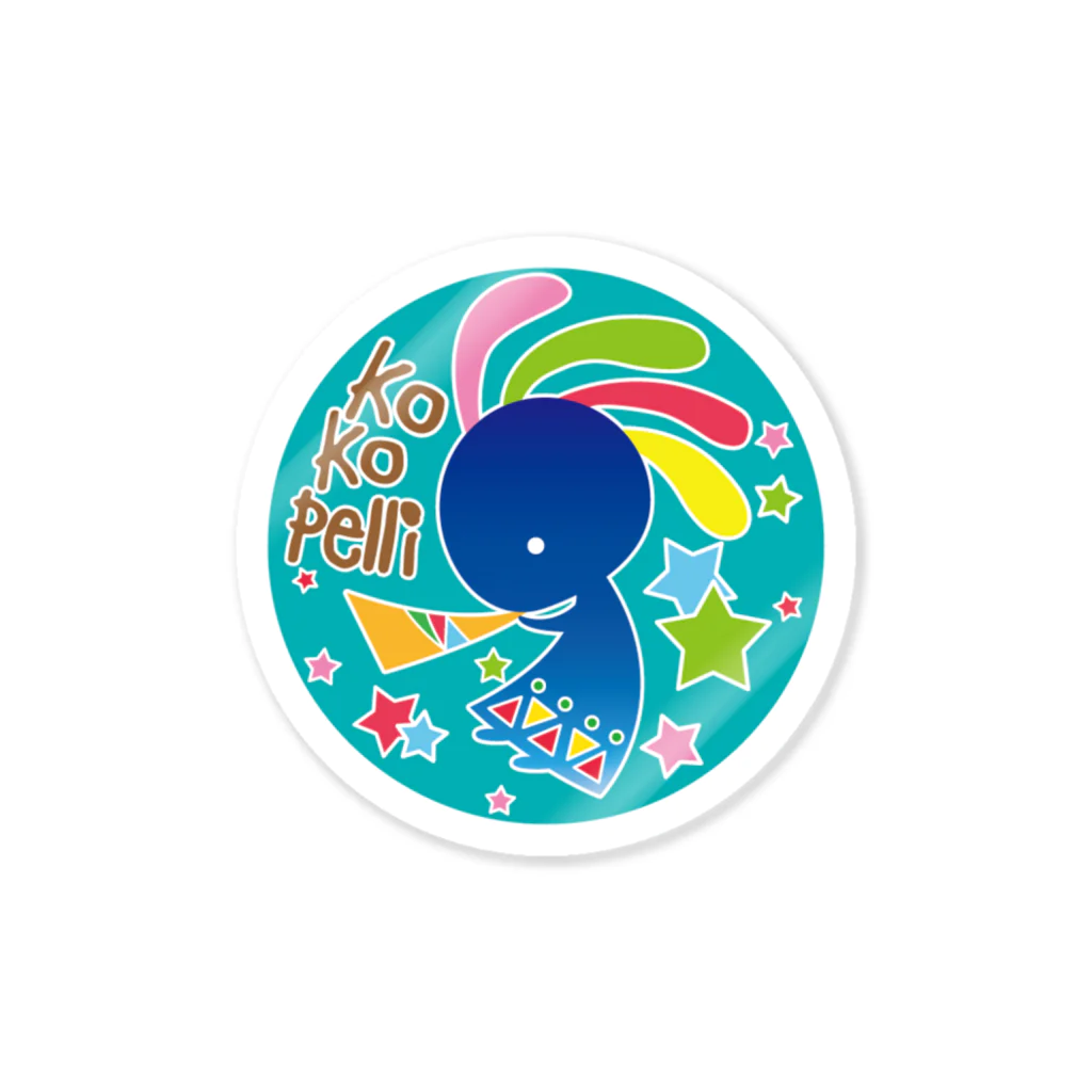 藍澤のココペリステッカー（ピーコックブルー） Sticker