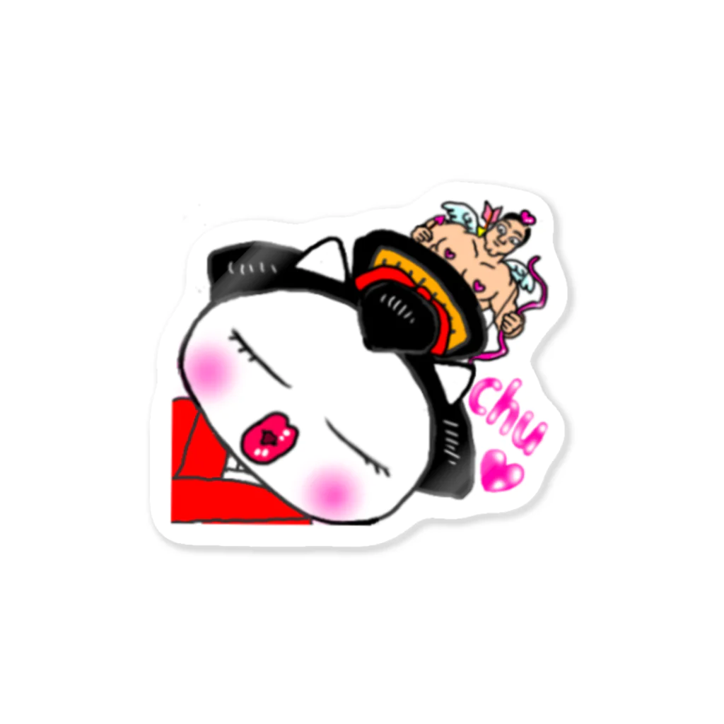 Happy Fun goodsの舞妓ねこ　接吻 Sticker