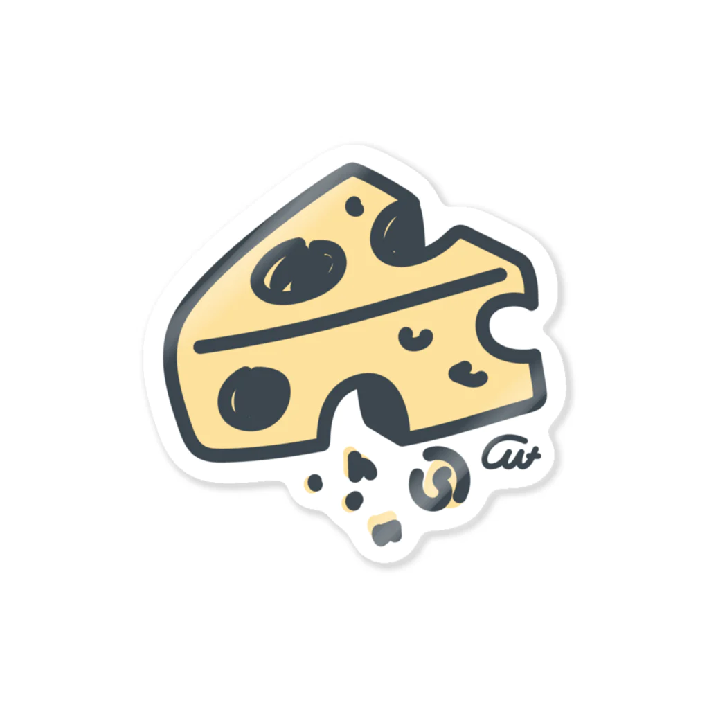 イラスト MONYAAT のねことネズミと例のチーズの例のチーズ Sticker