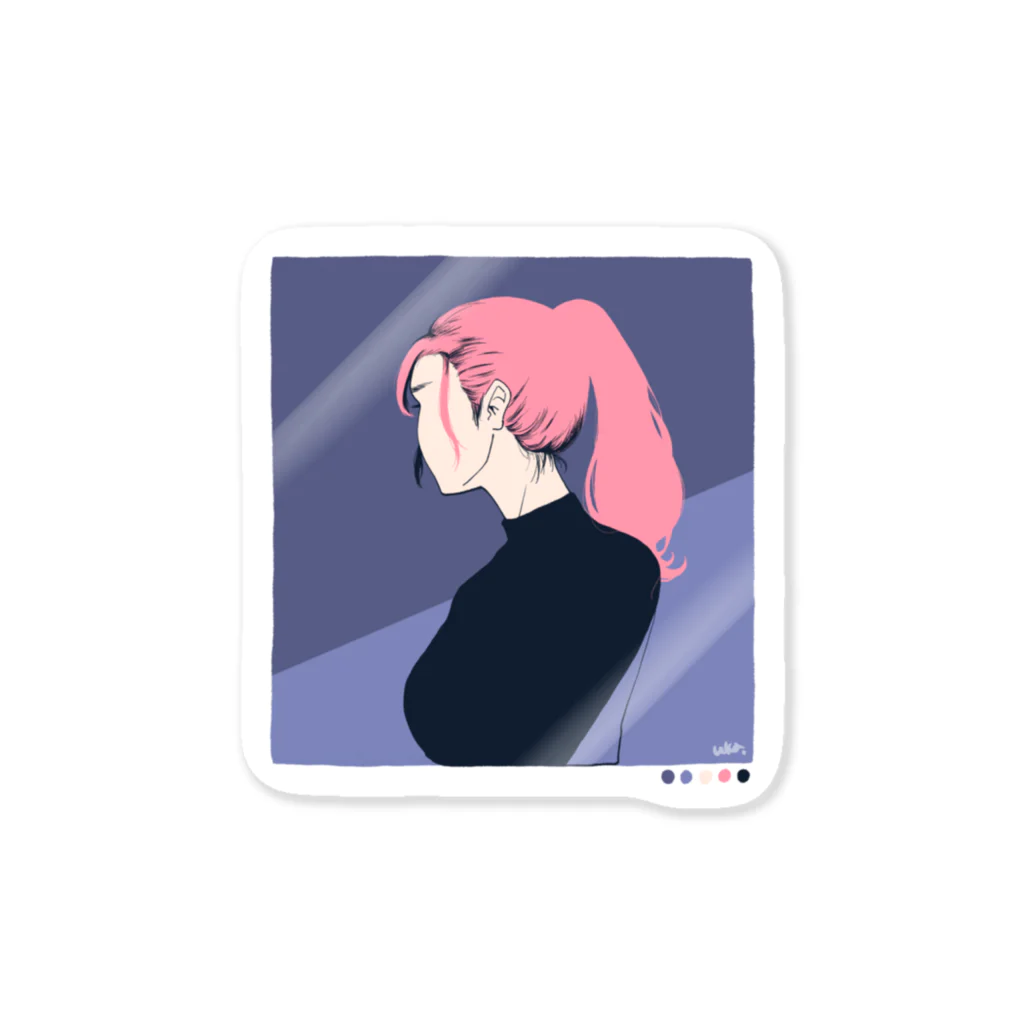 ウカのピンクの髪の女の子 Sticker