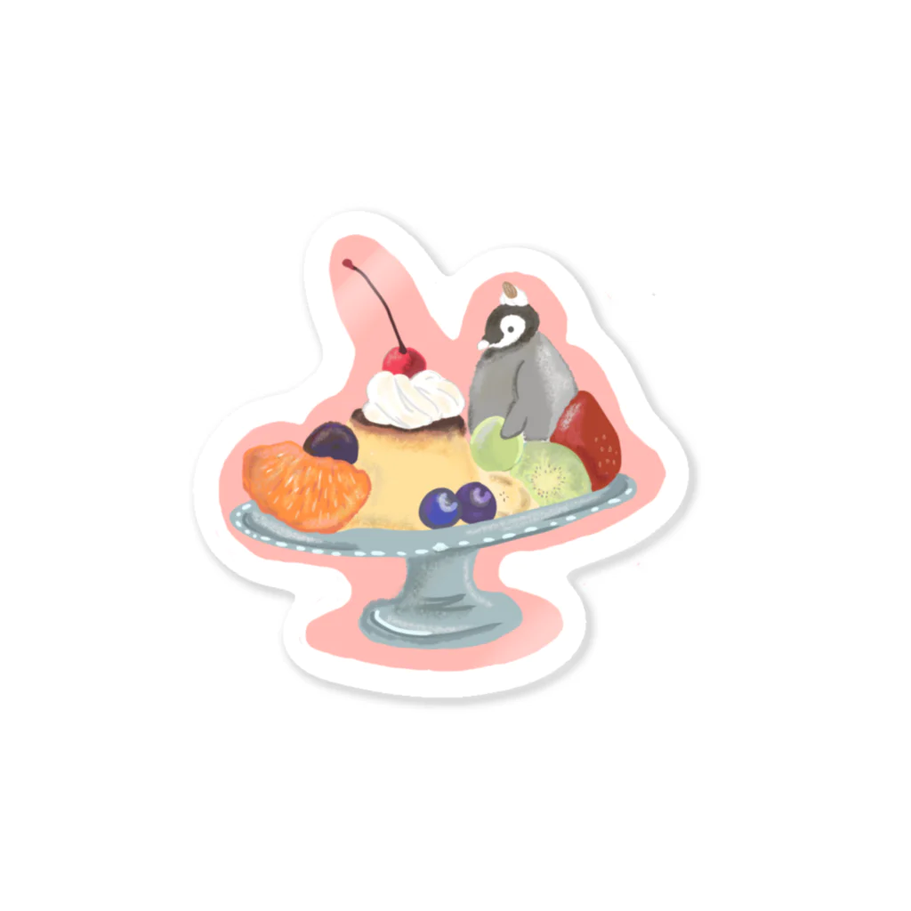 yuruRiのプリンアラモードペンギン　ピンク Sticker