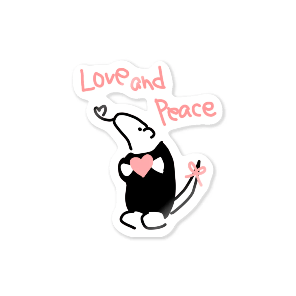 ミナミコアリクイ【のの】のLove and Peace ステッカー