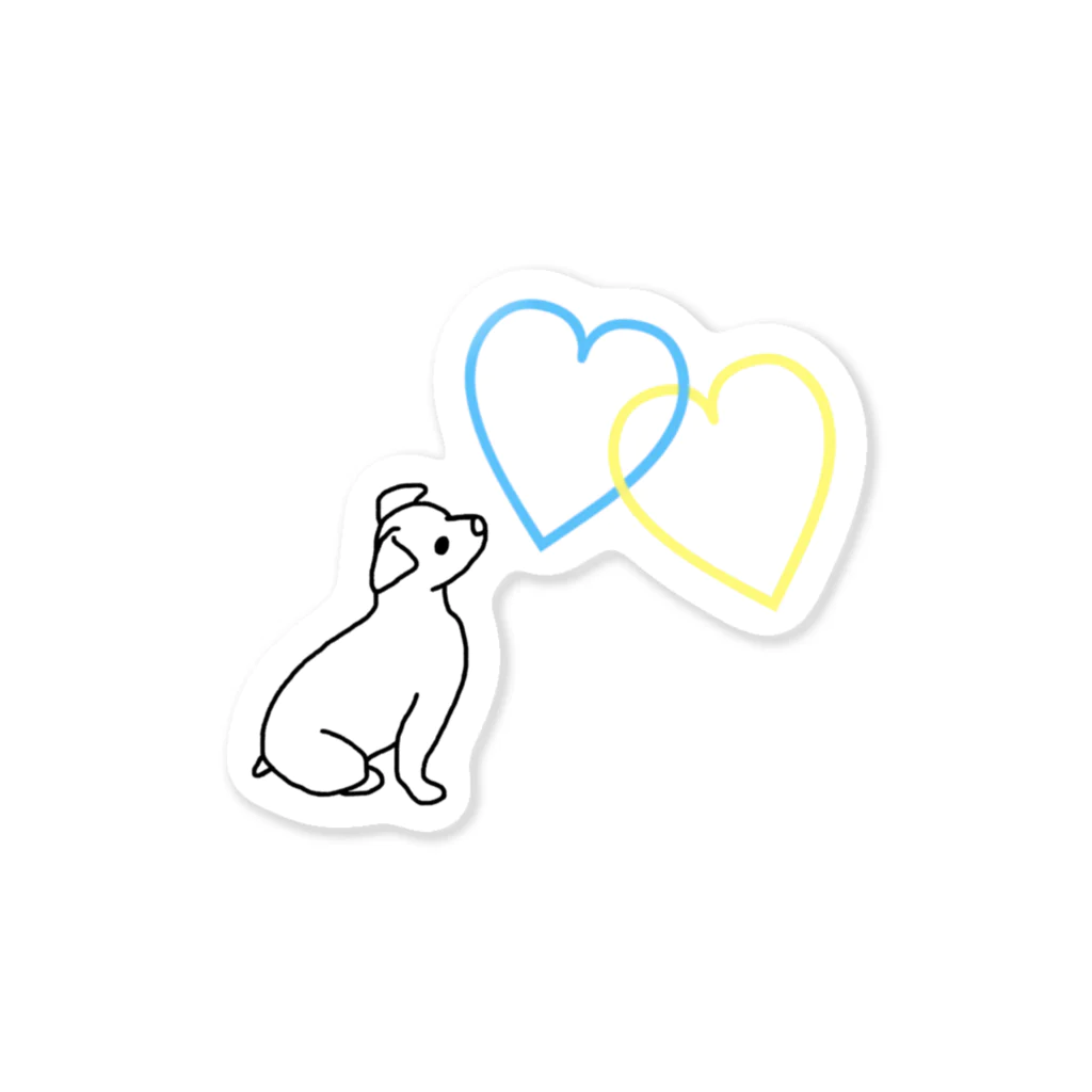yuNN3の犬　ハート　Peace Sticker