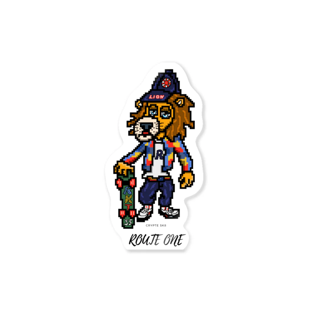 oekaki/ROUTE ONEのライオンとスケボー Sticker