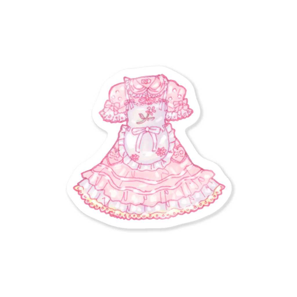 ichigotomahou.のpink flower dress ステッカー ステッカー