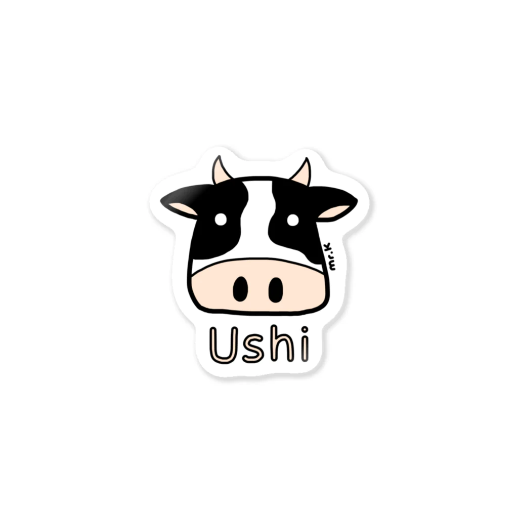MrKShirtsのUshi (牛) 色デザイン Sticker