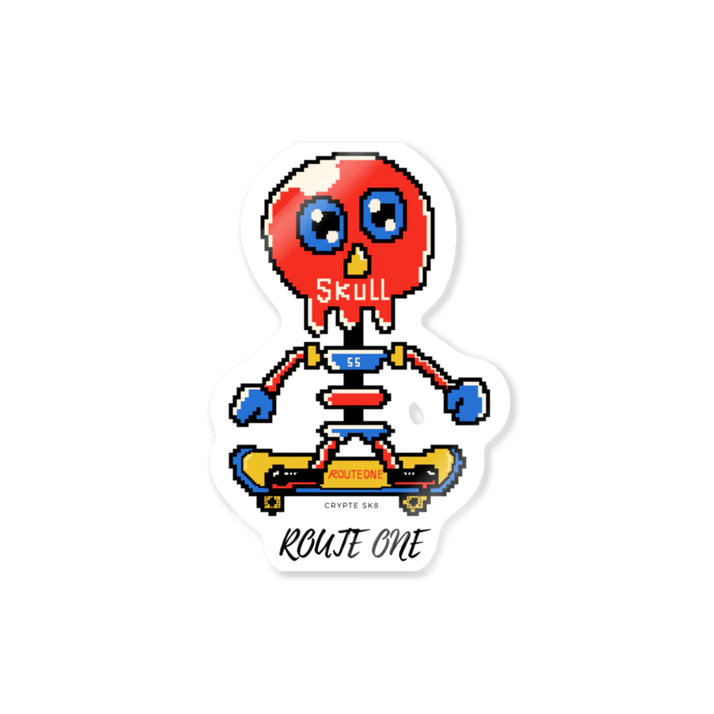 oekaki/ROUTE ONEのスカルスケーター Sticker