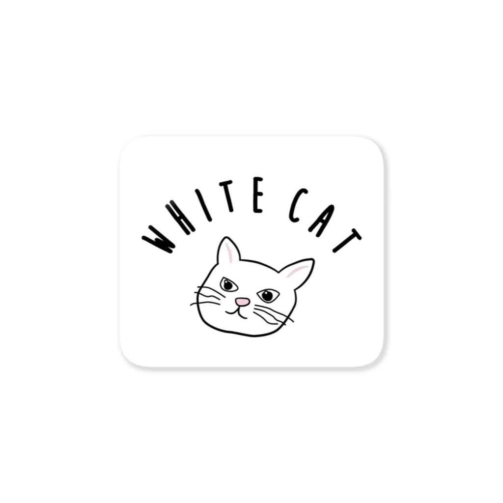 White catのWhite cat Sticker