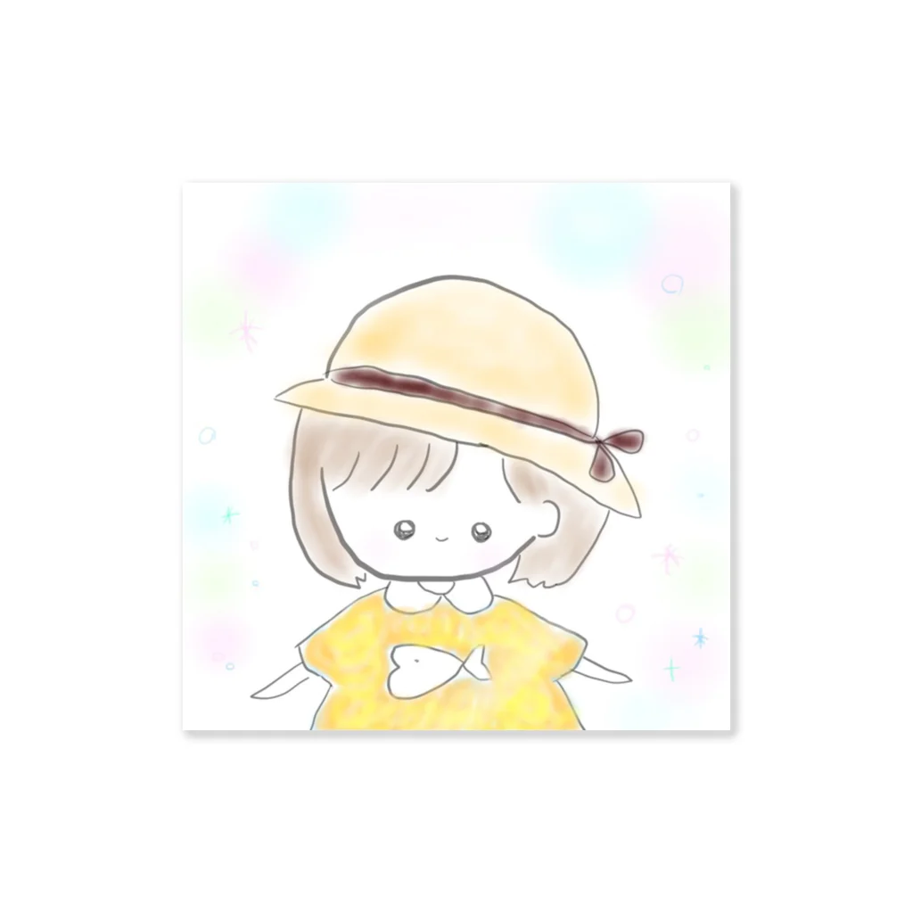 ののちゃショップ️🫧🐻‍❄️の夏の麦わら帽子ののちゃん👒オレンジの服bar ステッカー