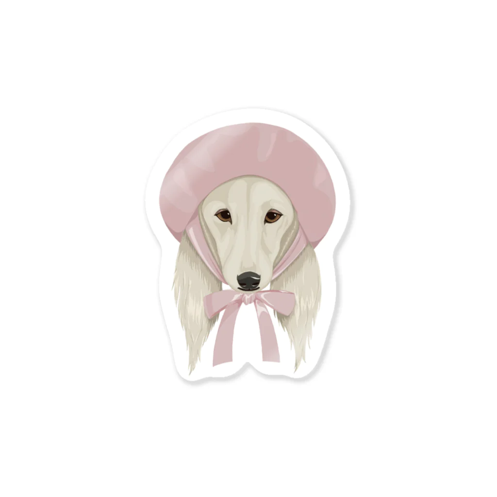 LaminaのSaluki×ベレー帽 Sticker