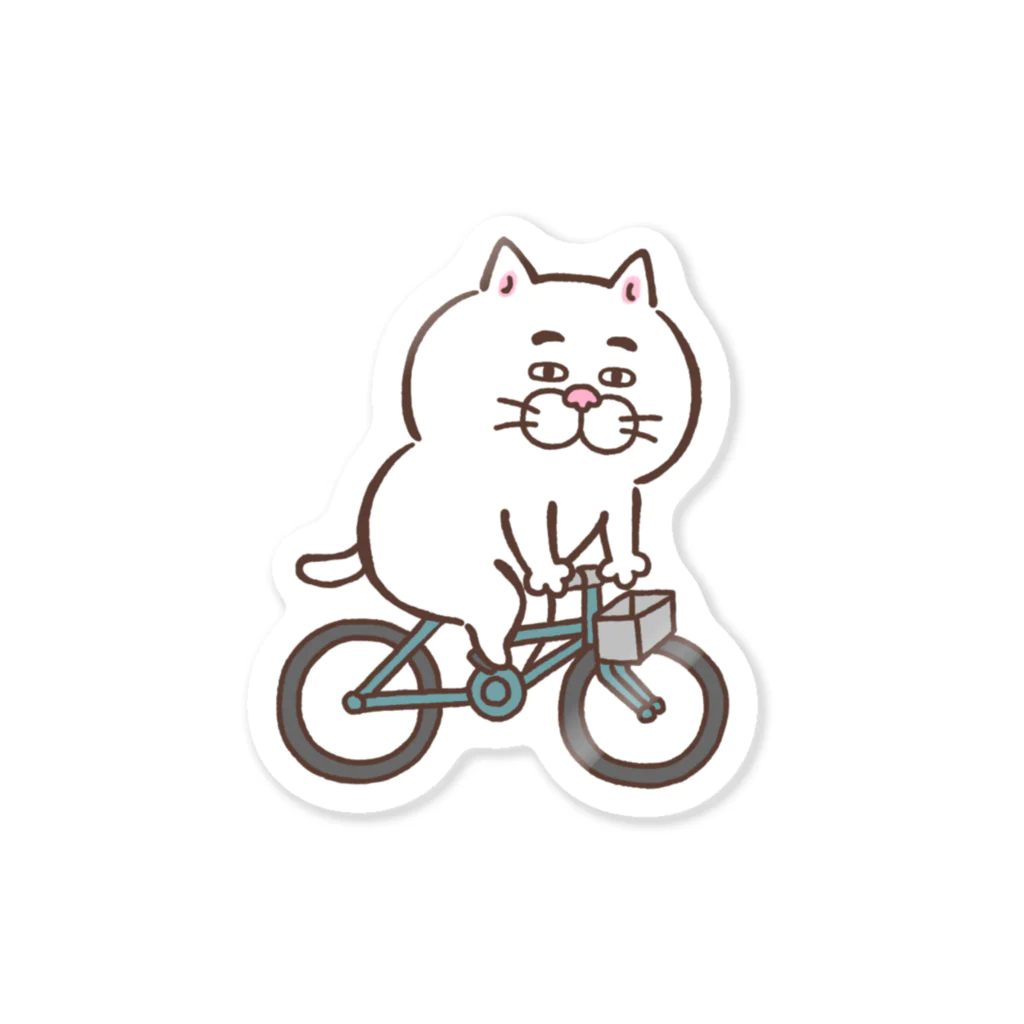 目つきの悪い猫＠いけやけいのサイクリングにゃんこ ステッカー