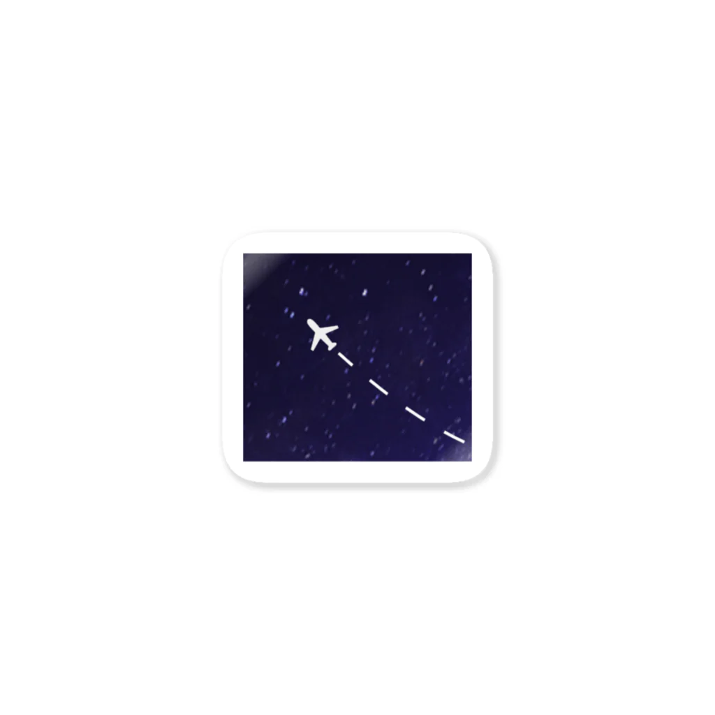 Teatime ティータイムのjet stream GALAXY 夜の飛行機星空 Sticker