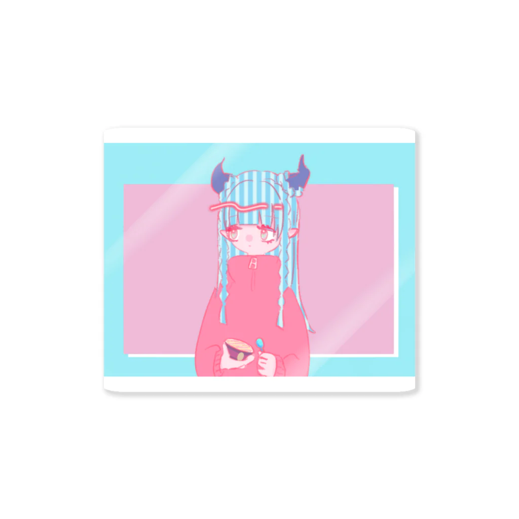 lindorの水色ピンクふわふわ女子 Sticker