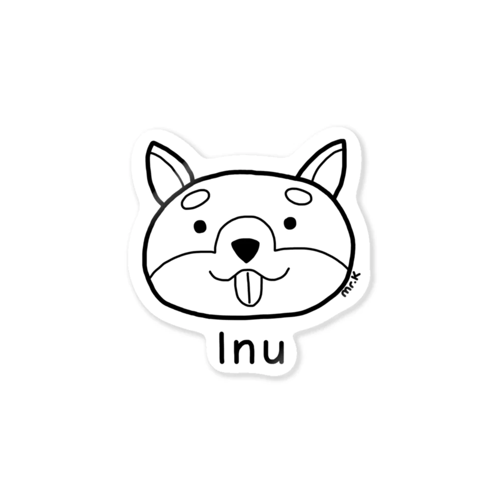 MrKShirtsのInu (犬) 黒デザイン ステッカー