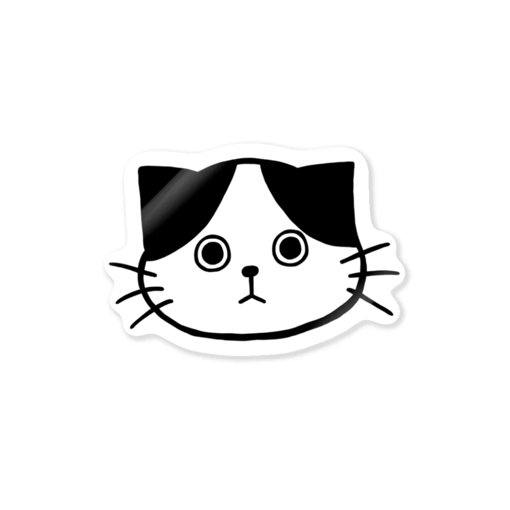 まるっともふもふ白黒にゃんずのまんなかわけ猫 Sticker