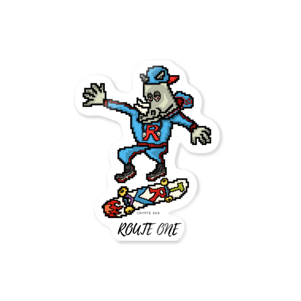 oekaki/ROUTE ONEのサイのスケーター Sticker