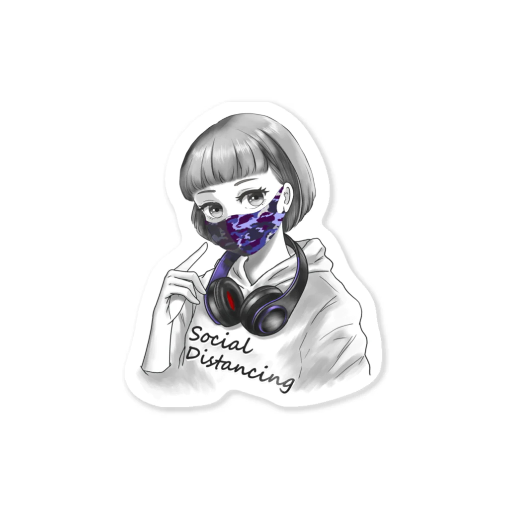 和温堂の迷彩マスク  パープル　文字黒 Sticker