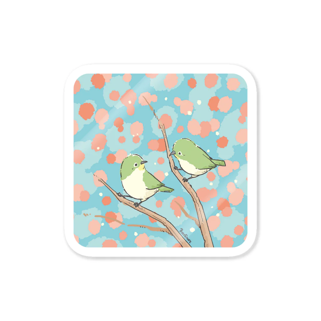 BIRDSTORYの桜とメジロさん Sticker