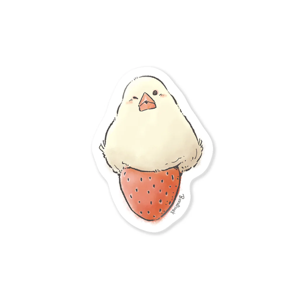 BIRDSTORYのいちご大福文鳥さん Sticker