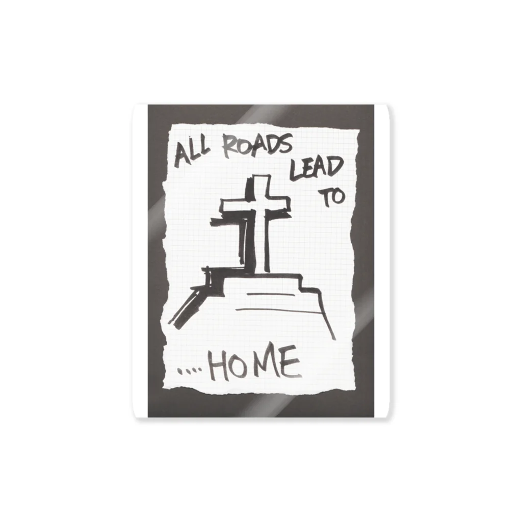 LUNARHOLIC STOREの偽諺～弐～「全ての道はホームに通ず」(黒縁) Sticker