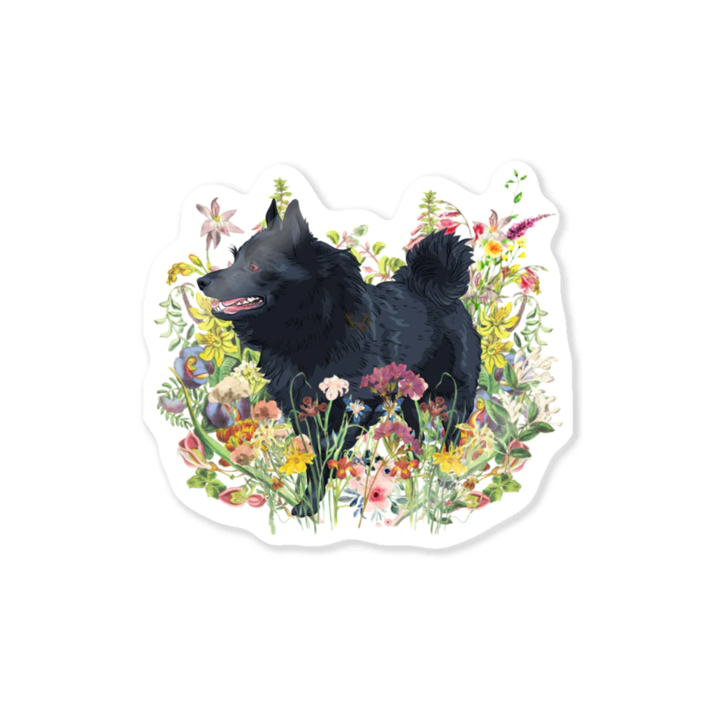 Doggie Freaksのお花畑のスキッパーキ Sticker