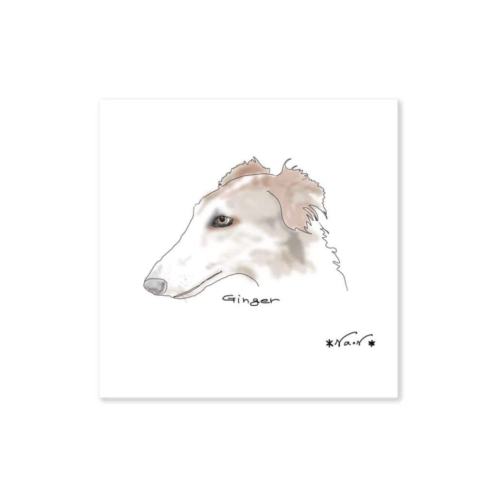 UnchienのBORZOI GINGER ステッカー