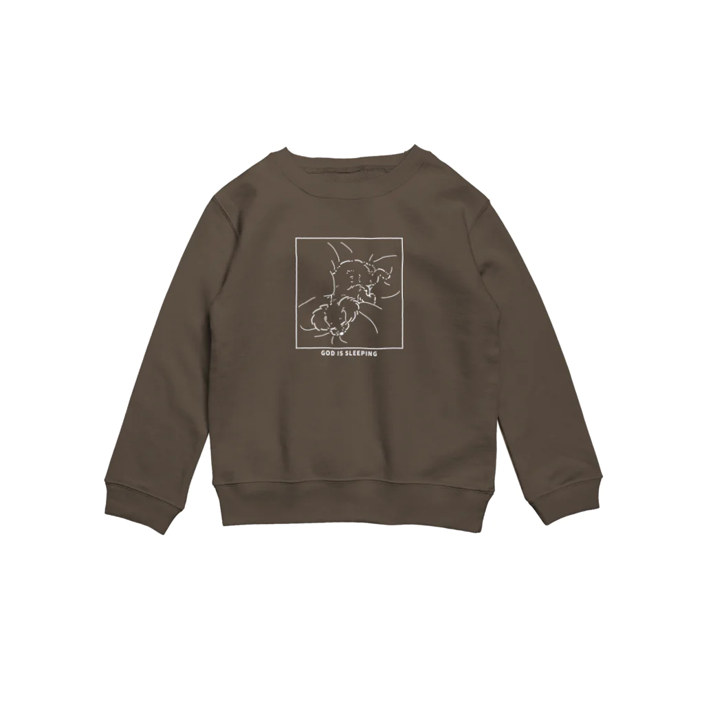 YamamoriMeidoの寝ているトイプードル(白線ver.) Crew Neck Sweatshirt