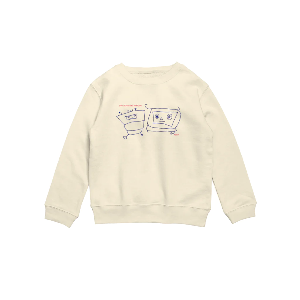 ダウン症のあるニコ（７歳）のさくひんのニコロボフレンズ Crew Neck Sweatshirt