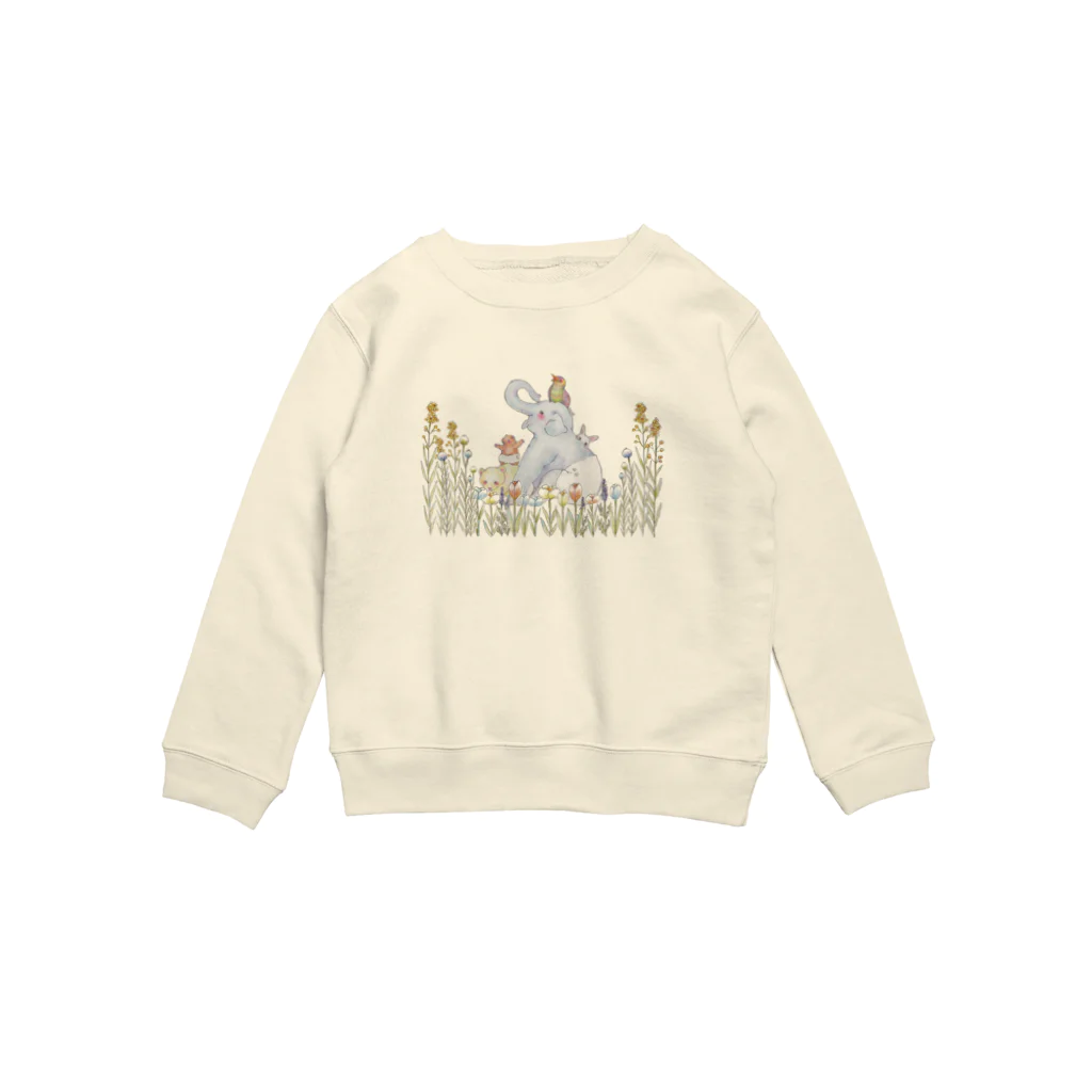 yuka0726のおむつぞうさんとおはな Crew Neck Sweatshirt