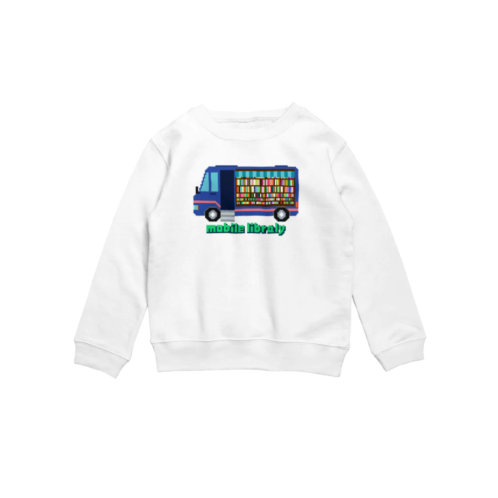 のりものドット絵Tシャツの移動図書館車 맨투맨