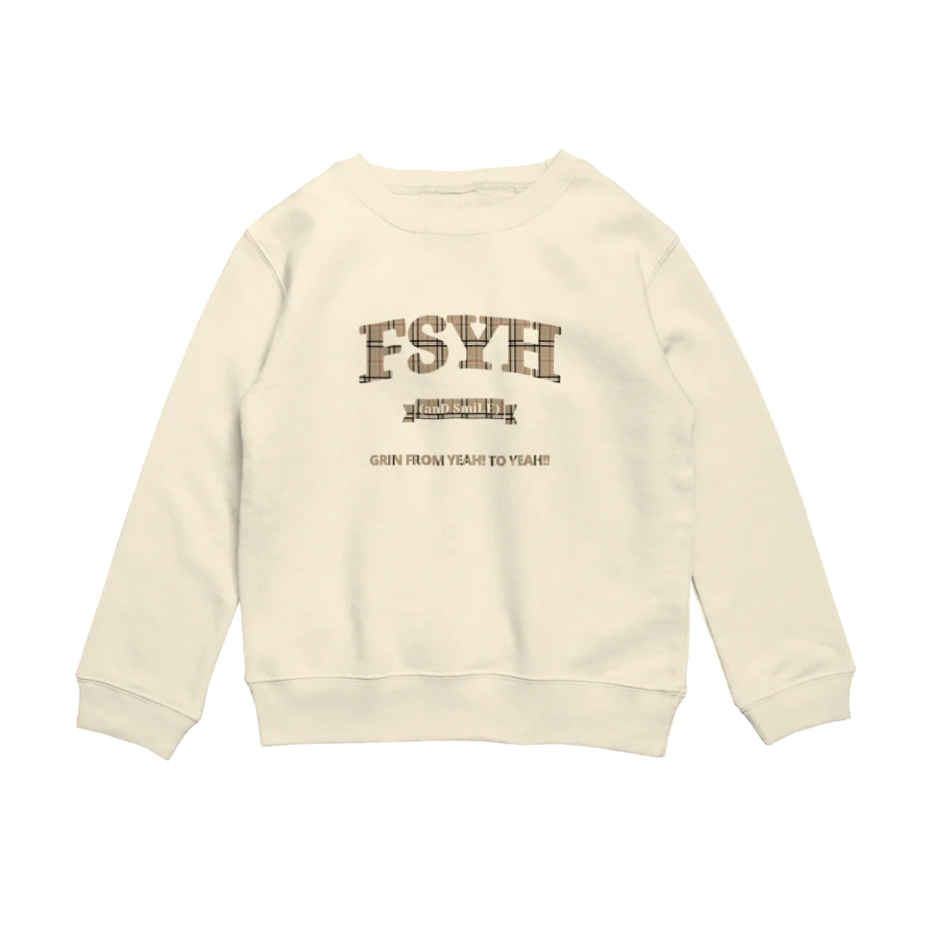 FSYH(S) のCollege logo Crew sweat for KIDS(beige plaid) Crew Neck Sweatshirt