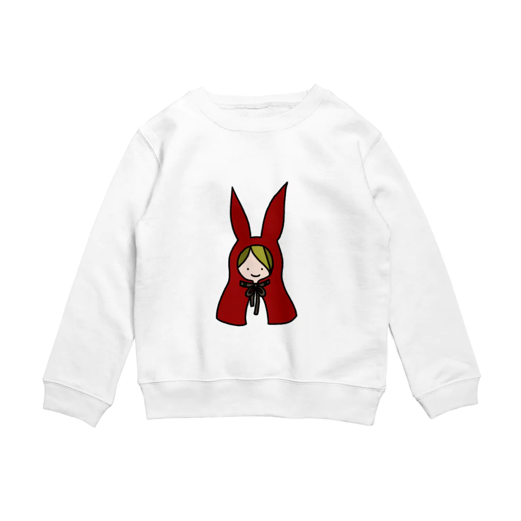 ポキポキぽっきーのうさ耳ケープをかぶった女の子 Crew Neck Sweatshirt