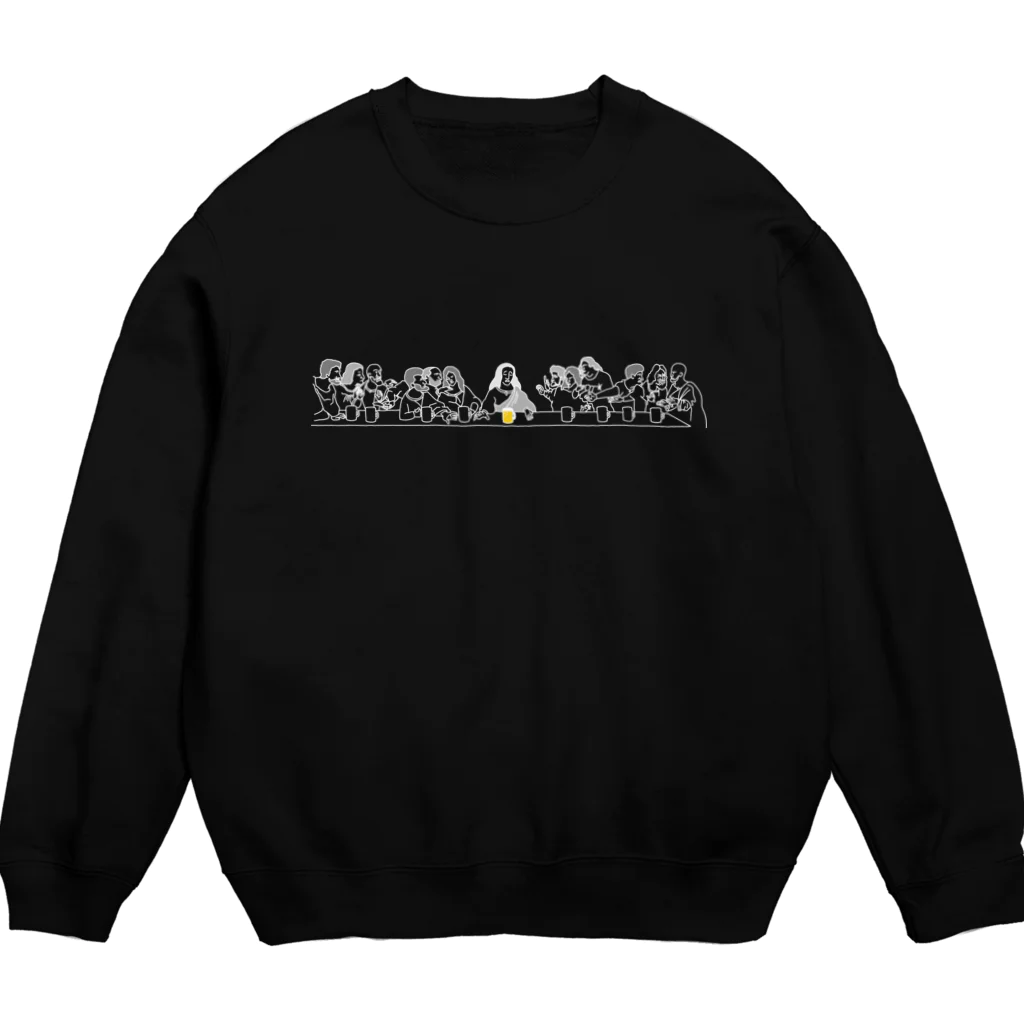 ビールとアート TM-3 Designの名画 × BEER（最後の晩餐）白線画 *文字なしver. Crew Neck Sweatshirt