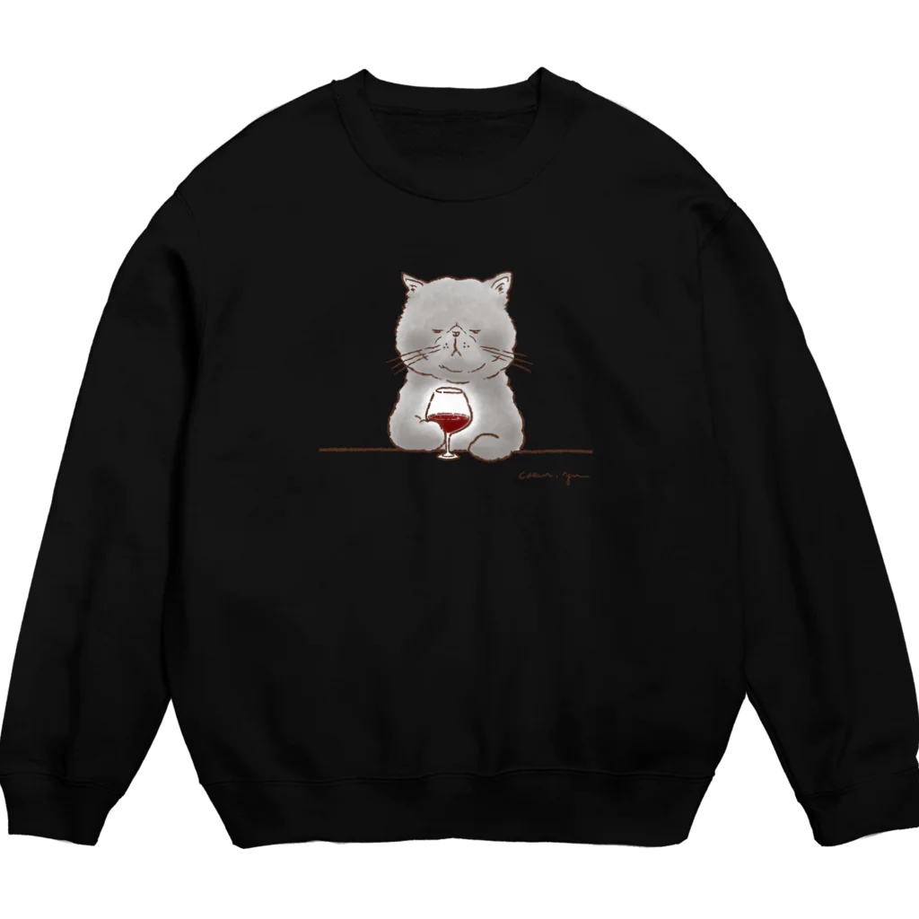 coeur.yu（クードットユー）の猫のワインちゃん Crew Neck Sweatshirt