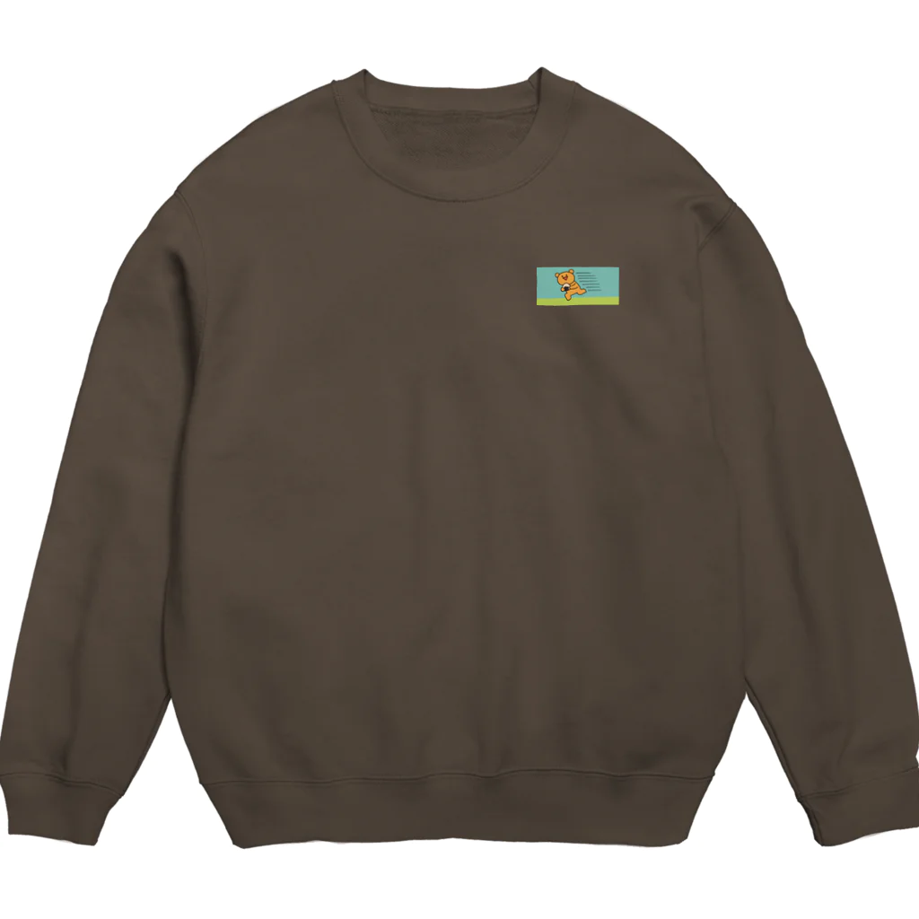 ちいちぇ～～～～炊飯器やさんのおにぎりを持って走る熊 Crew Neck Sweatshirt