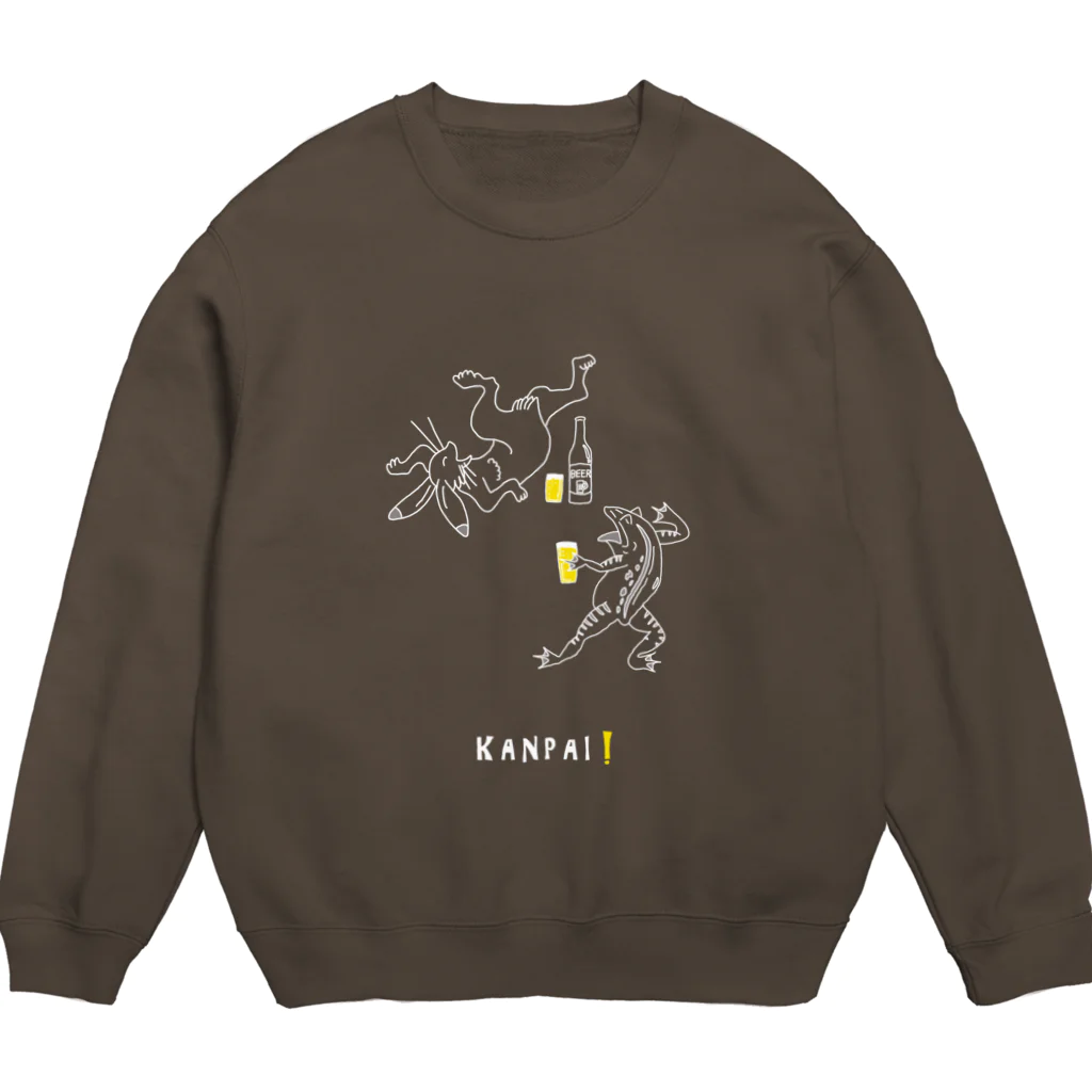 ビールとアート TM-3 Designの名画 × BEER（鳥獣戯画）白線画 Crew Neck Sweatshirt