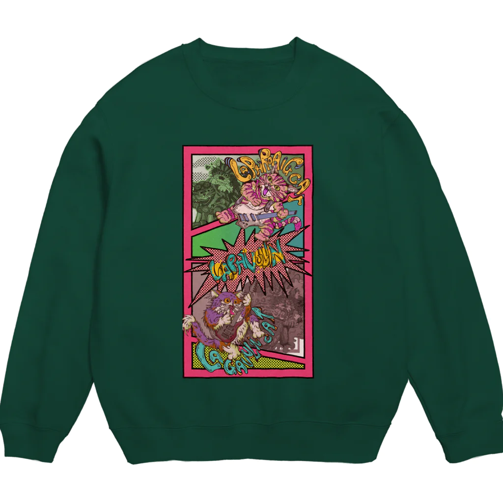 ねこのLAPHCONESSのラフヴーリン　アメコミ風ピンク枠 Crew Neck Sweatshirt