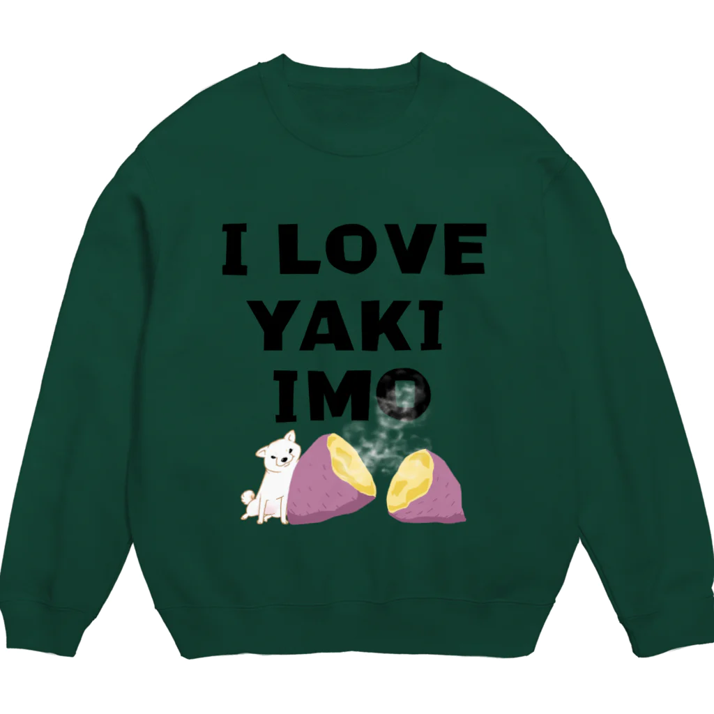 真希ナルセ（マキナル）のI LOVE YAKIIMO（白柴） Crew Neck Sweatshirt