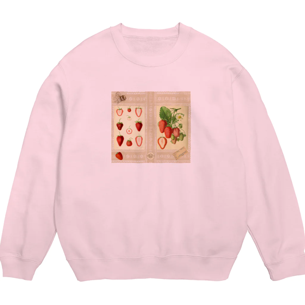 海賊猫 cocoの『いちごの標本帖』🍓Donation Items for cats Crew Neck Sweatshirt