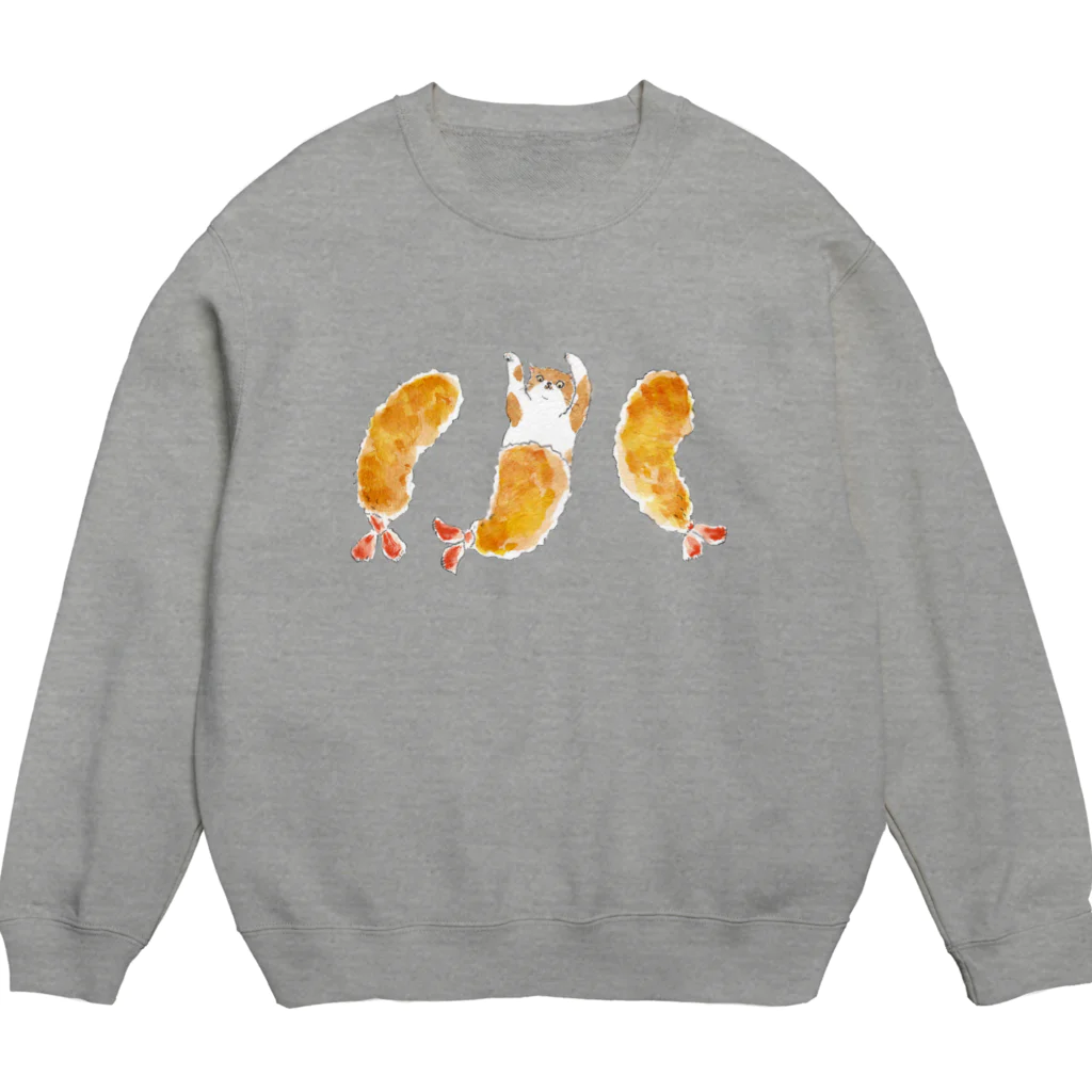 トコロコムギのエビフライにゃんこ Crew Neck Sweatshirt